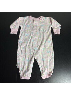 Vintage 90s MCBABY Baby Girl 6-9M Noah's Ark Animals Pink One-Piece Romper